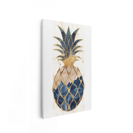 Canvas schilderij vooraanzicht Afbeelding van een Ananas op een Marmeren Achtergrond