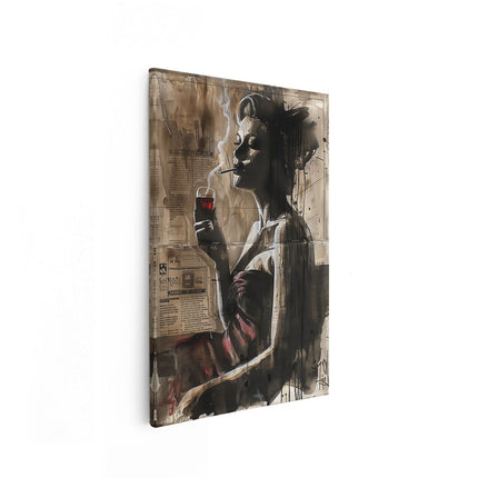Canvas schilderij vooraanzicht Vrouw die een Sigaret Rookt