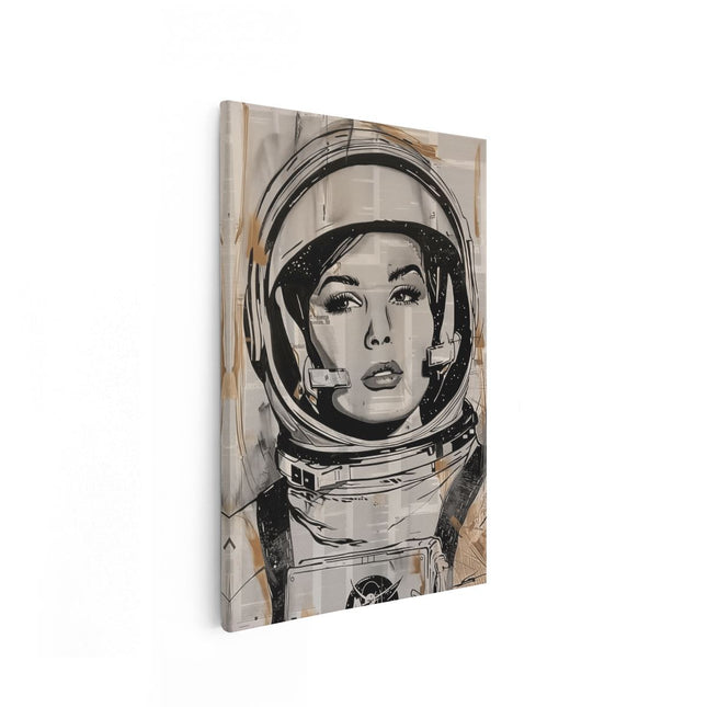 Canvas schilderij vooraanzicht Vrouw in een Ruimtepak
