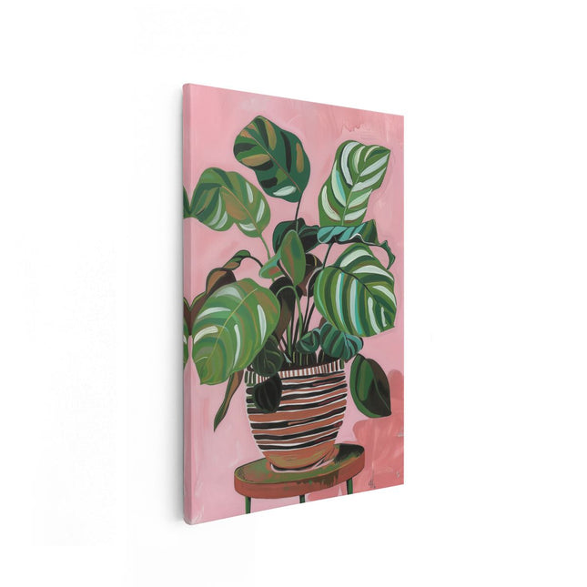 Canvas schilderij vooraanzicht Kunstwerk van een Plant op een Tafel