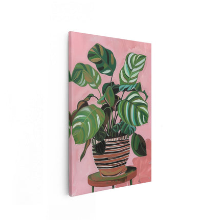 Canvas schilderij vooraanzicht Kunstwerk van een Plant op een Tafel
