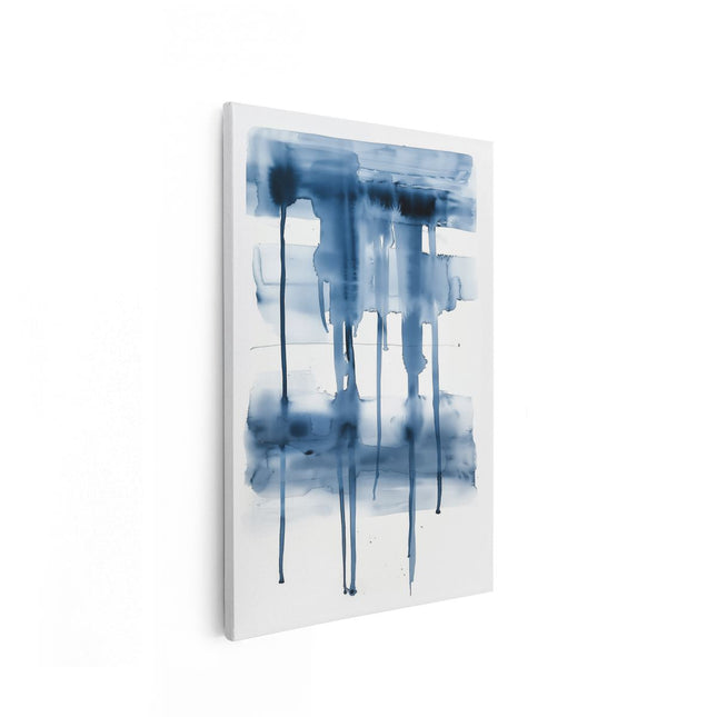 Canvas schilderij vooraanzicht Kunstwerk van Blauwe Inkt op een Wit Oppervlak