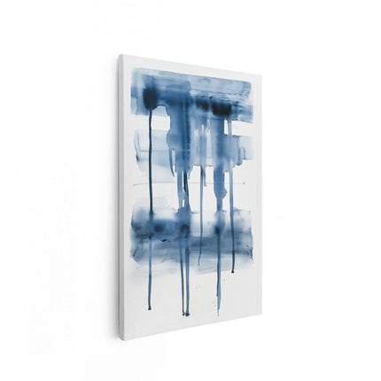 Canvas schilderij vooraanzicht Kunstwerk van Blauwe Inkt op een Wit Oppervlak