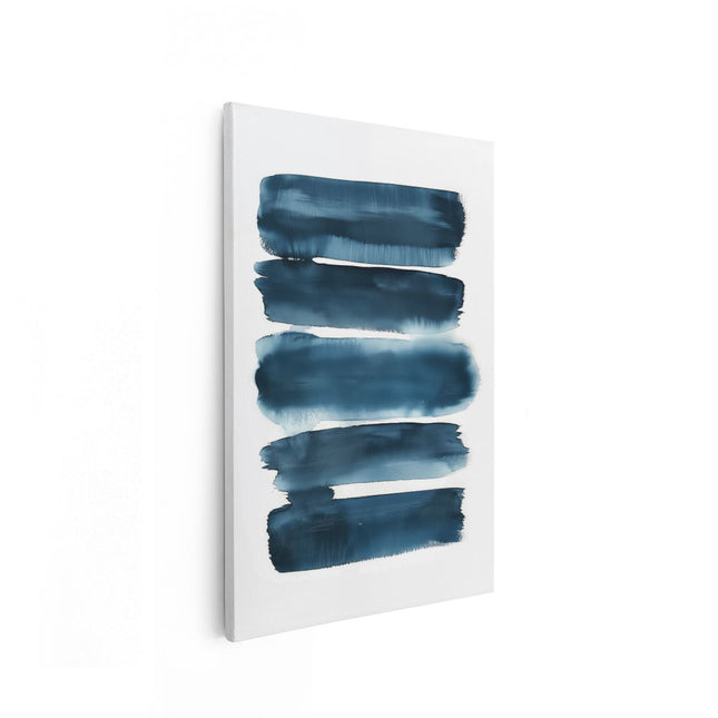 Canvas schilderij vooraanzicht Blauwe Penseelstreken op een Witte Achtergrond