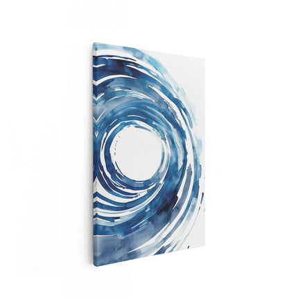 Canvas schilderij vooraanzicht Blauwe Werveling van Water op een Witte Achtergrond