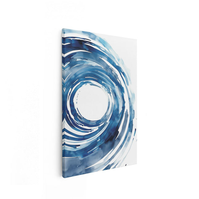 Canvas schilderij vooraanzicht Blauwe Werveling van Water op een Witte Achtergrond