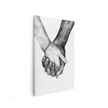 Canvas schilderij vooraanzicht Twee Mensen Hand in Hand