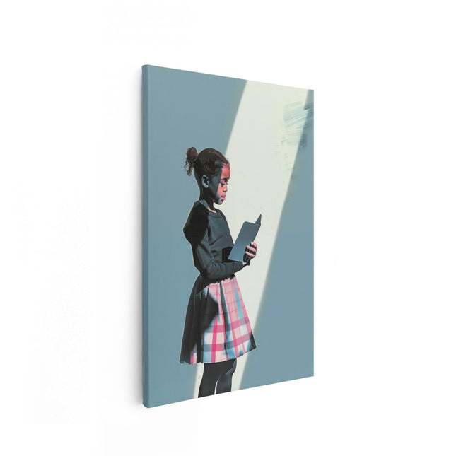 Canvas schilderij vooraanzicht Meisje Leest een Boek