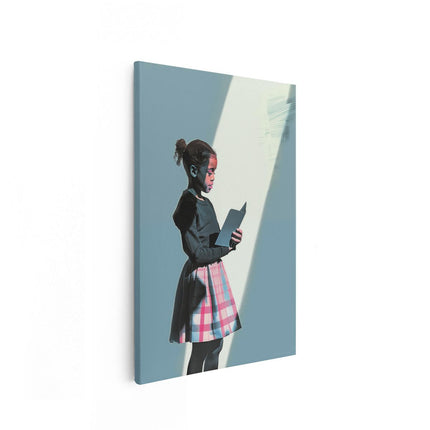 Canvas schilderij vooraanzicht Meisje Leest een Boek