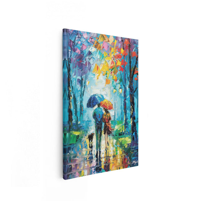 Canvas schilderij vooraanzicht Paar Paraplu's Houden in de Regen