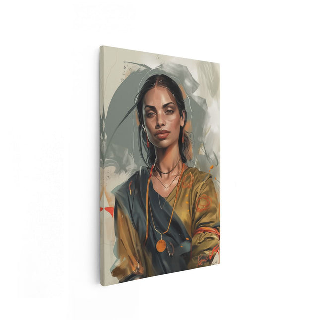 Canvas schilderij vooraanzicht Vrouw in een Sari