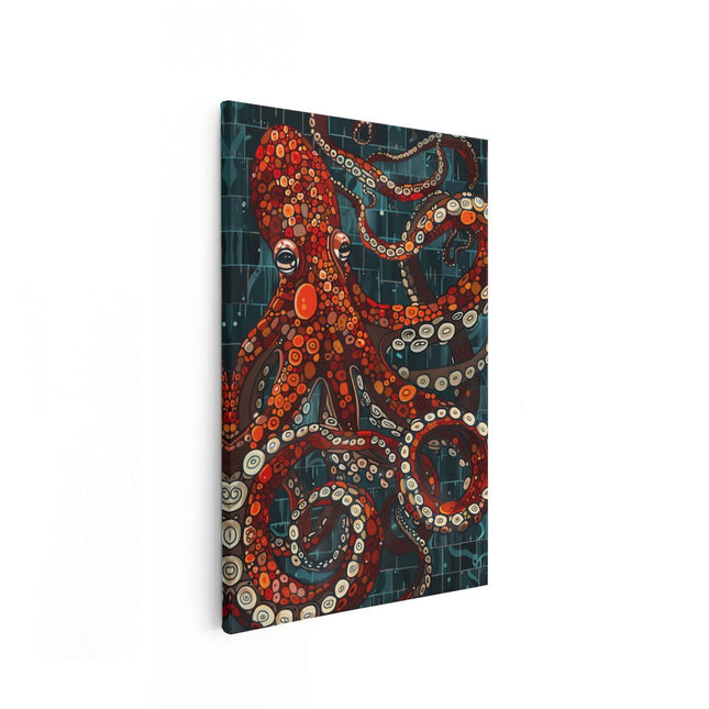 Canvas schilderij vooraanzicht Octopus met veel Tentakels