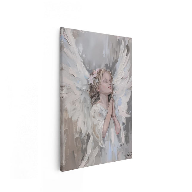 Canvas schilderij vooraanzicht Kunstwerk van een Klein Meisje dat Bidt