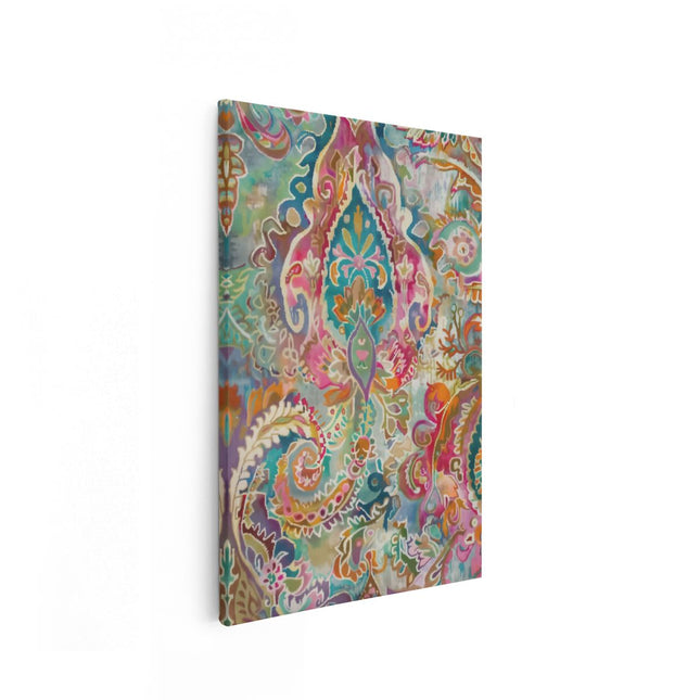 Canvas schilderij vooraanzicht Kleurrijk Paisleypatroon op een Stof
