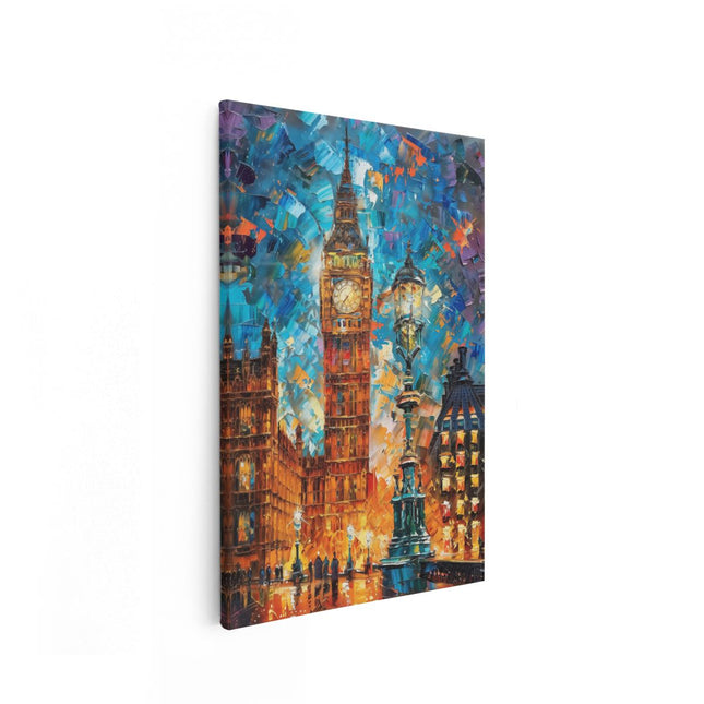 Canvas schilderij vooraanzicht Kunstwerk van de Big Ben 's Nachts