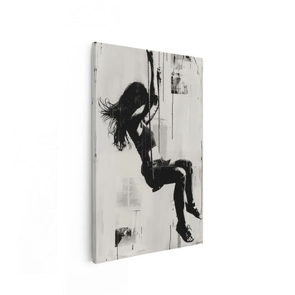 Canvas schilderij vooraanzicht Vrouw Swingen op een Schommel