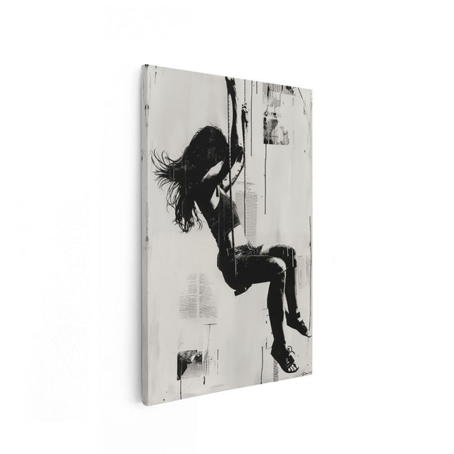 Canvas schilderij vooraanzicht Vrouw Swingen op een Schommel
