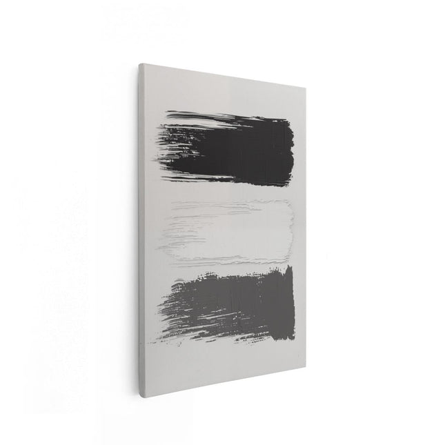 Canvas schilderij vooraanzicht Zwart Witte Penseelstreken op een Witte Achtergrond