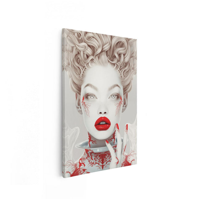 Canvas schilderij vooraanzicht Vrouw met Rood haar en Rode Lippen