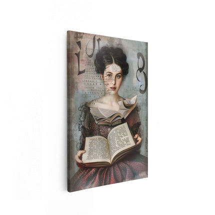 Canvas schilderij vooraanzicht Vrouw die een Boek Leest