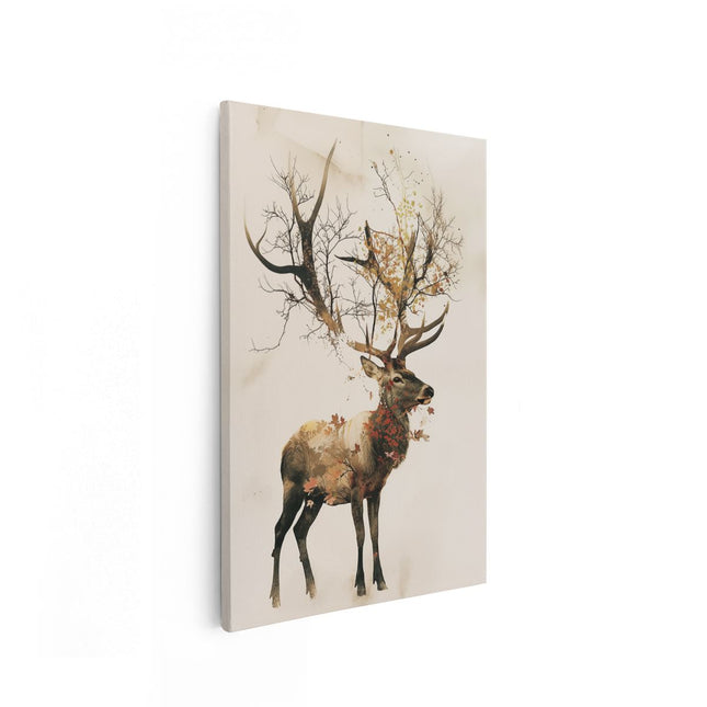 Canvas schilderij vooraanzicht Herten met Gewei