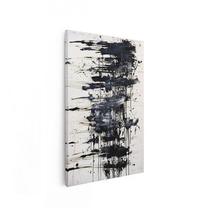 Canvas schilderij vooraanzicht Abstract Kunstwerk met Zwarte Verfspatten
