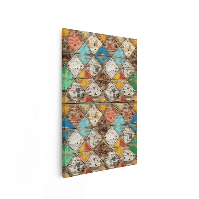 Canvas schilderij vooraanzicht Kleurrijke Houten Planken op een Muur