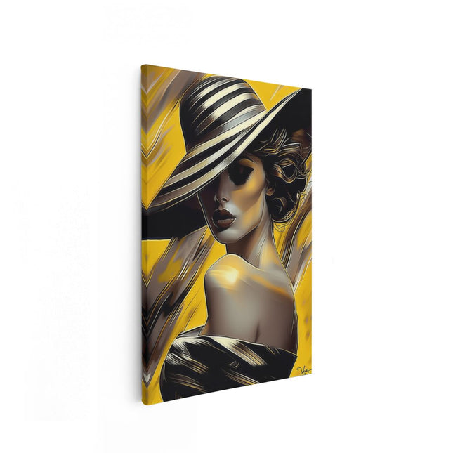 Canvas schilderij vooraanzicht Vrouw in een Hoed