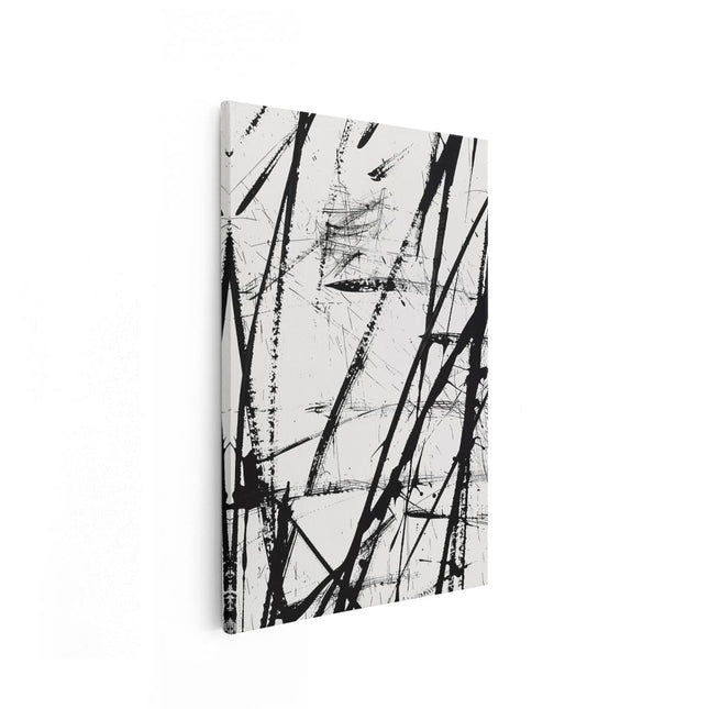 Canvas schilderij vooraanzicht Zwart Witte Penseelstreken op een Witte Achtergrond