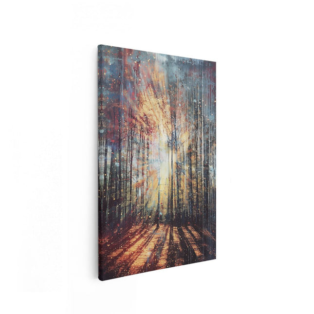 Canvas schilderij vooraanzicht De Zon schijnt door de Bomen