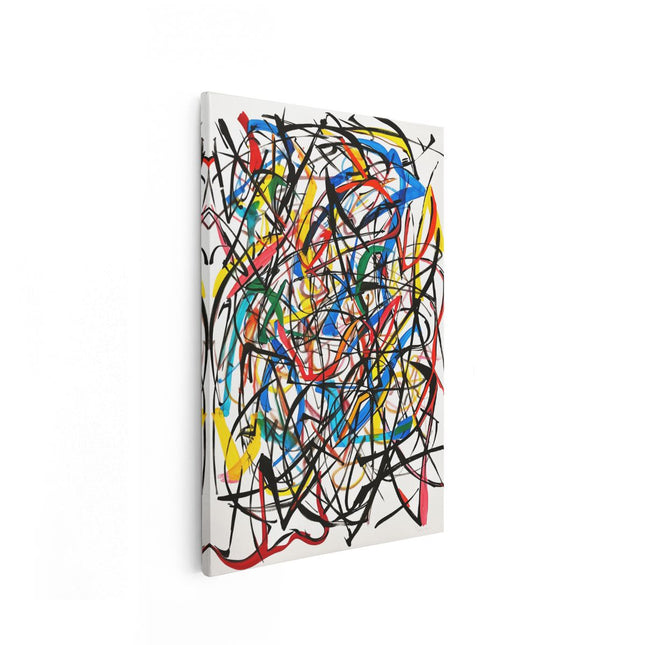 Canvas schilderij vooraanzicht Abstract Kunstwerk met veel Kleurrijke Penseelstreken
