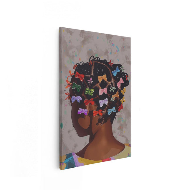 Canvas schilderij vooraanzicht Meisje met Strikken in haar Haar