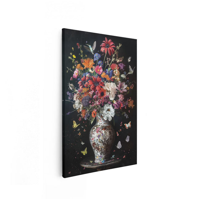 Canvas schilderij vooraanzicht Vaas Vol Bloemen