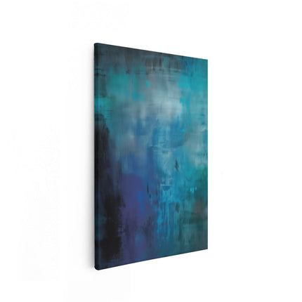 Canvas schilderij vooraanzicht Abstract Kunstwerk met Blauwe en Zwarte Kleuren