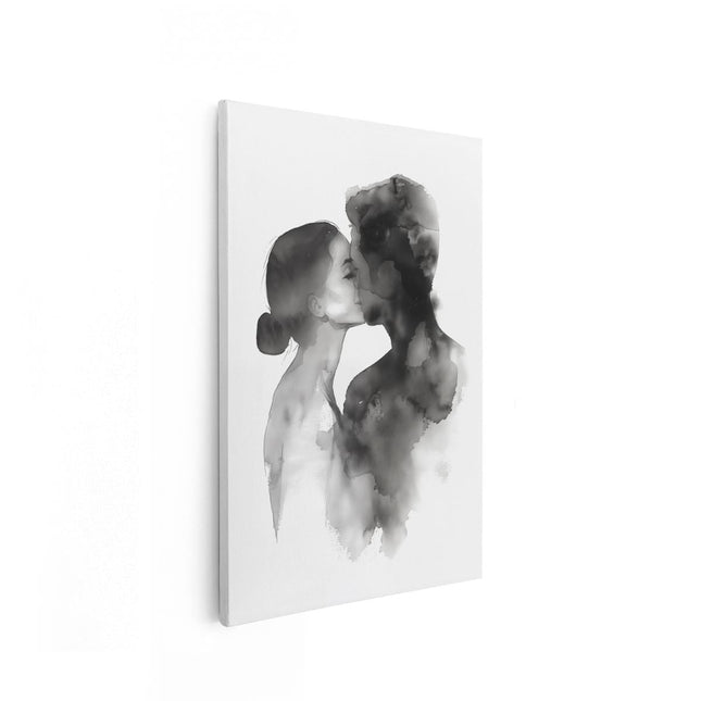 Canvas schilderij vooraanzicht Man en een Vrouw Kussen
