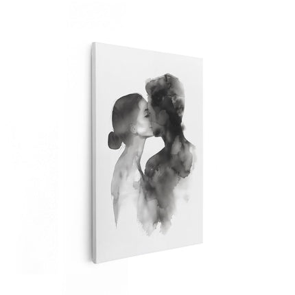 Canvas schilderij vooraanzicht Man en een Vrouw Kussen
