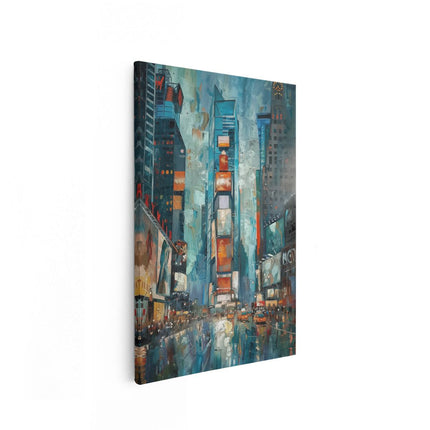 Canvas schilderij vooraanzicht Kunstwerk van Times Square in de Regen