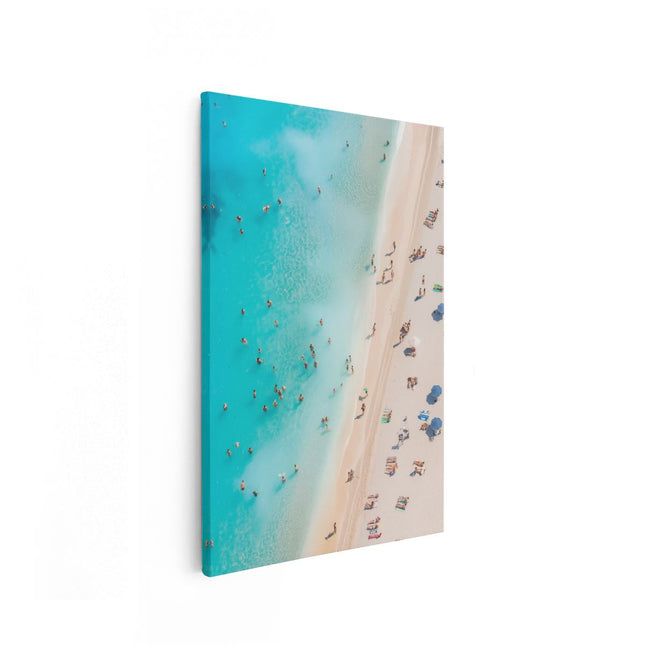 Canvas schilderij vooraanzicht Groep Mensen op een Strand