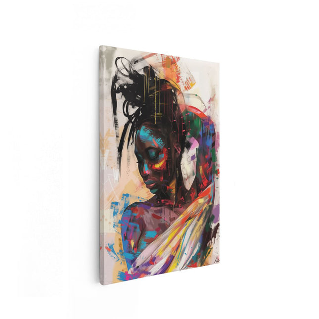 Canvas schilderij vooraanzicht Kleurrijk Kunstwerk van een Vrouw