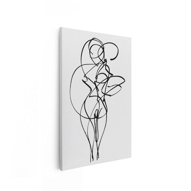 Canvas schilderij vooraanzicht Lijntekening van een Vrouw