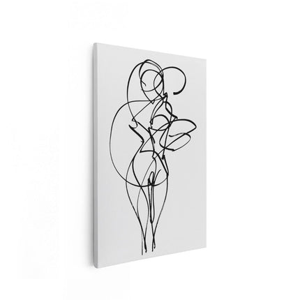 Canvas schilderij vooraanzicht Lijntekening van een Vrouw