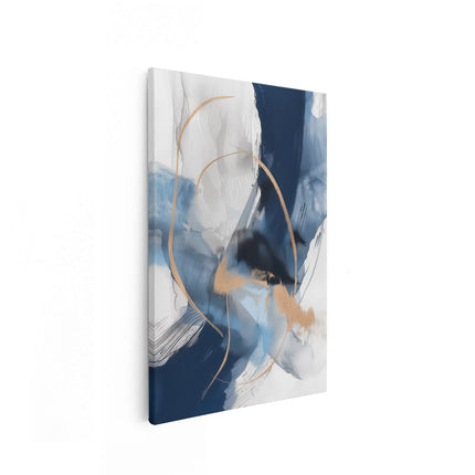 Canvas schilderij vooraanzicht Abstract Kunstwerk van Blauw en Goud