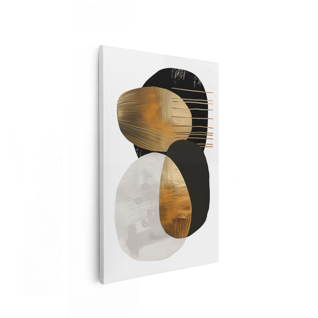 Canvas schilderij vooraanzicht Zwart, Goud en Wit