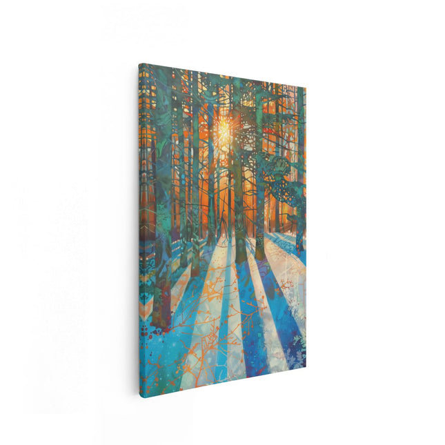 Canvas schilderij vooraanzicht De Zon schijnt door de Bomen