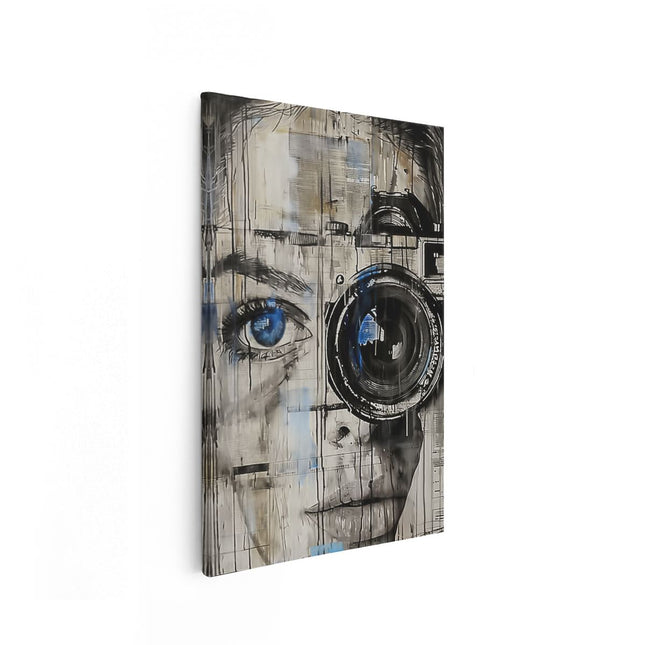 Canvas schilderij vooraanzicht Portret van een Vrouw met een Camera