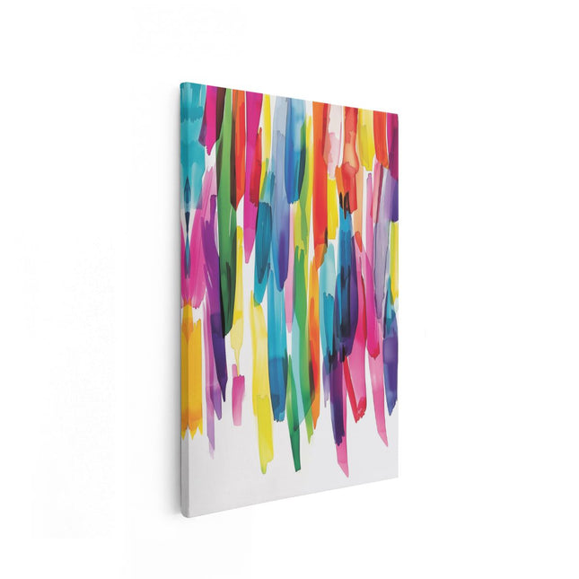 Canvas schilderij vooraanzicht Kleurrijke Penseelstreken op een Witte Achtergrond