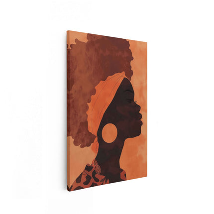 Canvas schilderij vooraanzicht Silhouet van een Vrouw met een Afro