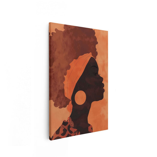 Canvas schilderij vooraanzicht Silhouet van een Vrouw met een Afro
