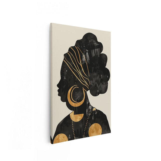 Canvas schilderij vooraanzicht Silhouet van een Afrikaanse Vrouw