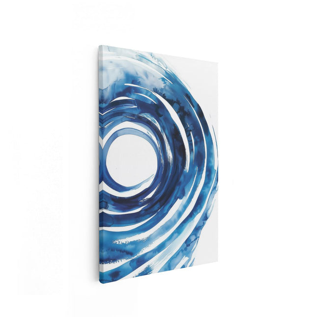 Canvas schilderij vooraanzicht Werveling van Blauwe Verf op een Witte Achtergrond